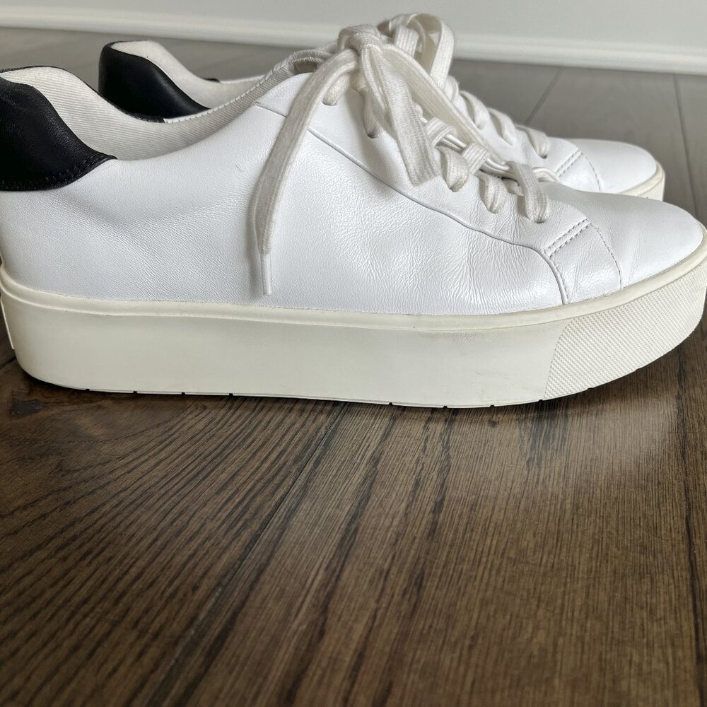 Vince Womens Benfield White Leather Platform Sneakers Size